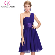 Grace Karin New Model Nice One Shoulder Chiffon Cheap Purple Prom Tube Dress CL4106-2#